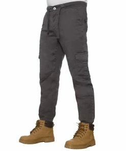 Mens Cuffed Cargo Jean Joggers| Enzo Designer Menswear - Grey