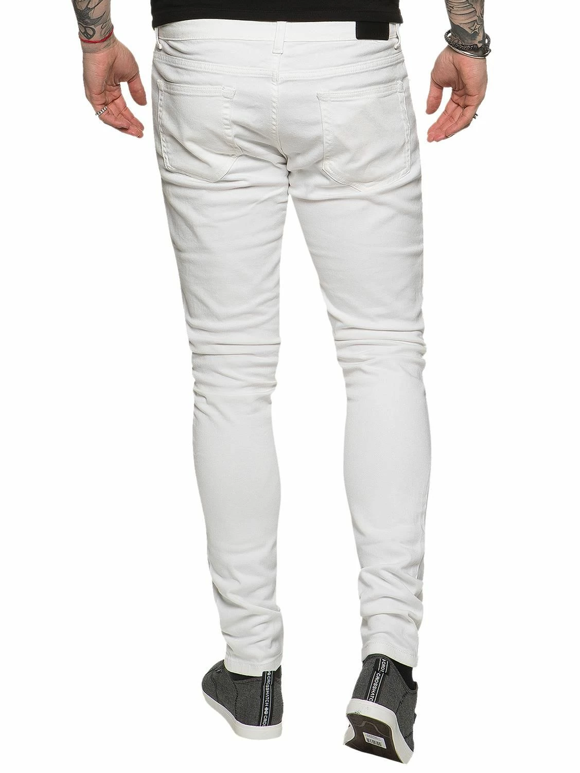 Enzo Mens Skinny Super Stretch Denim Jeans - White 4 Enzo Mens Skinny Super Stretch Denim Jeans - White - Image 2