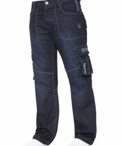 Enzo Men's Combat Denim Jeans - Blue