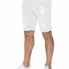 Enzo Mens Ripped Skinny Shorts - White