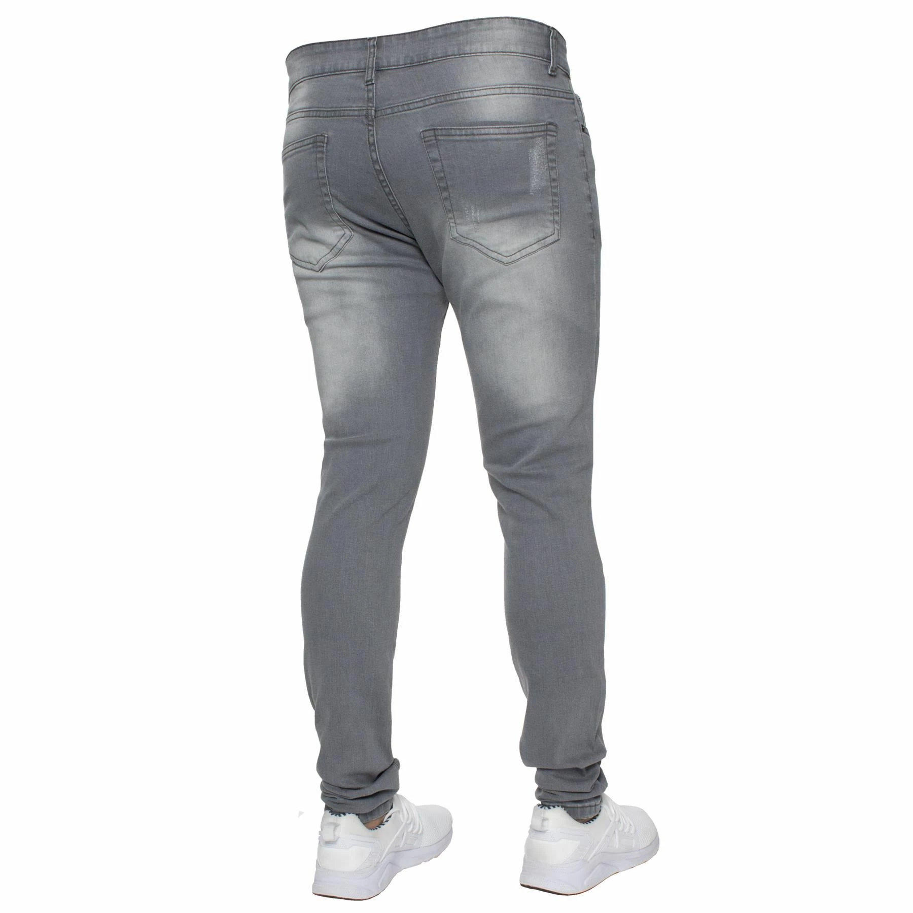 Enzo Mens Skinny Ripped Jeans - Grey 4 Enzo Mens Skinny Ripped Jeans - Grey - Image 2