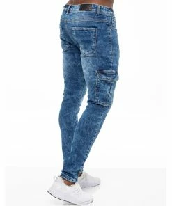 Enzo Mens Skinny Ripped Jeans - Blue -Cheap Enzo Sales Shop 9743af3284e9468996f8c96f06d114ca