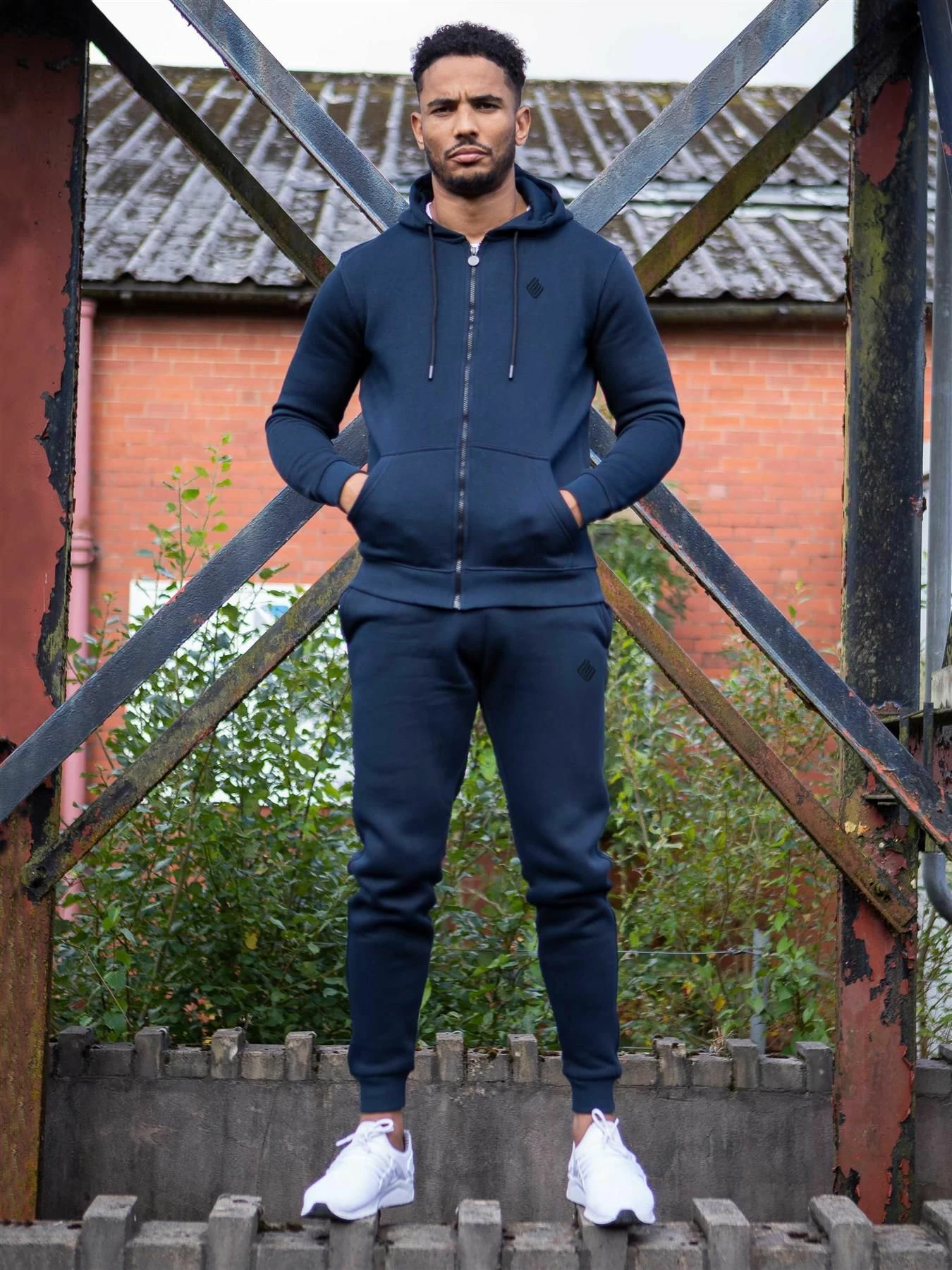 Mens Zip up Hoodie | Enzo Designer Menswear - Navy 4 Mens Zip up Hoodie | Enzo Designer Menswear - Navy - Image 2