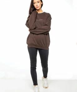 Enzo Ladies Embriodered Oversized Sweatshirt - Brown -Cheap Enzo Sales Shop 9cb9d0cb748f4c54b09af5cc5bacb6ac