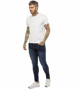 Enzo Mens Skinny Super Stretch Denim Jeans - Navy -Cheap Enzo Sales Shop ENZO0023