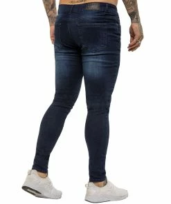 Enzo Mens Skinny Super Stretch Denim Jeans - Navy -Cheap Enzo Sales Shop ENZO0032