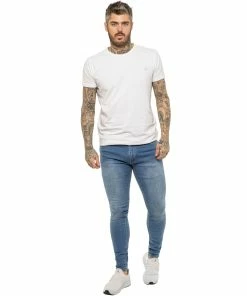 Enzo Mens Skinny Super Stretch Denim Jeans - Sky Blue -Cheap Enzo Sales Shop ENZO0050