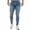Enzo Mens Skinny Super Stretch Denim Jeans - Sky Blue