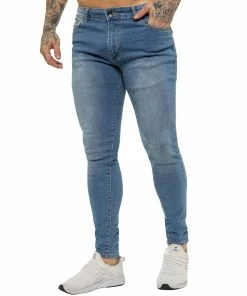 Enzo Mens Skinny Super Stretch Denim Jeans - Sky Blue -Cheap Enzo Sales Shop ENZO0055