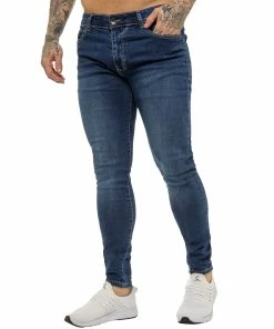 Enzo Mens Skinny Super Stretch Denim Jeans - Blue -Cheap Enzo Sales Shop ENZO0066
