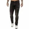 ENZO MENS SKINNY RIPPED SPLASHED JEANS - Black -Cheap Enzo Sales Shop ENZO0181
