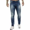 ENZO MENS SKINNY RIPPED SPLASHED JEANS - Blue -Cheap Enzo Sales Shop ENZO0195