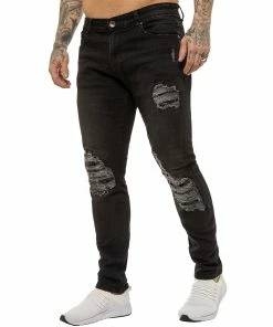 Enzo Mens Skinny Stretch Denim Jeans - Black -Cheap Enzo Sales Shop ENZO0210