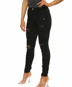 Womens Skinny Stretch Denim Jeans| Enzo Designer Ladieswear - Black -Cheap Enzo Sales Shop a232475715bb4ef1b1326c11c49a76b0