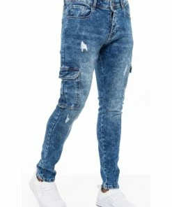 Enzo Mens Skinny Ripped Jeans - Blue -Cheap Enzo Sales Shop a3a239cc5da0409c8c2d13402796fe61