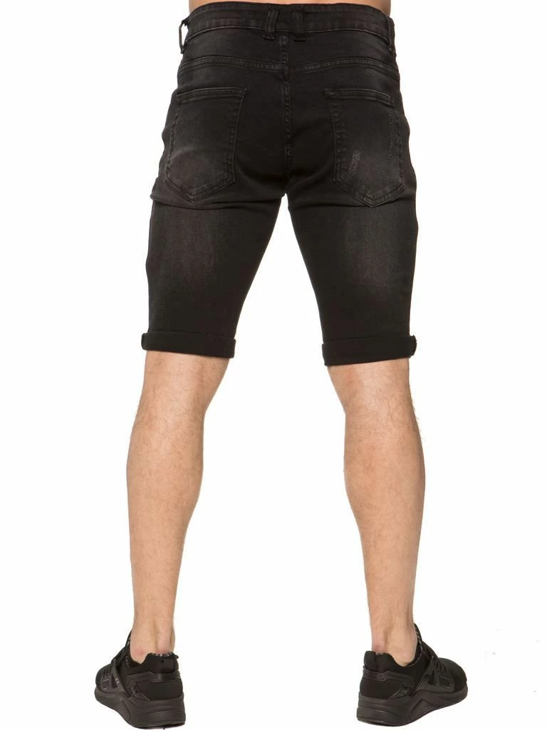 Enzo Mens Ripped Skinny Shorts - Black 5 Enzo Mens Ripped Skinny Shorts - Black - Image 3