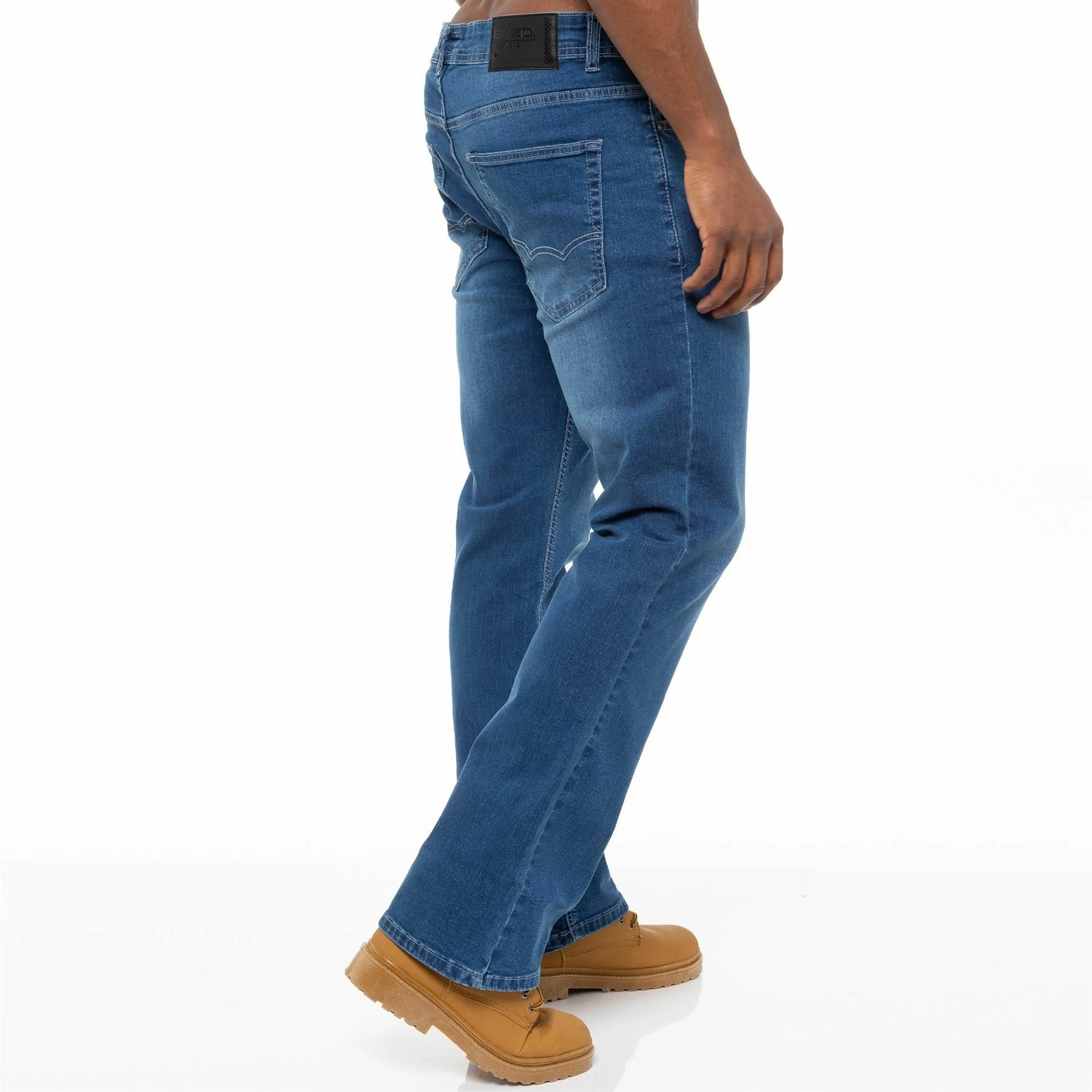 Enzo Mens Bootcut Stretch Denim Jeans - Sky Blue 6 Enzo Mens Bootcut Stretch Denim Jeans - Sky Blue - Image 4