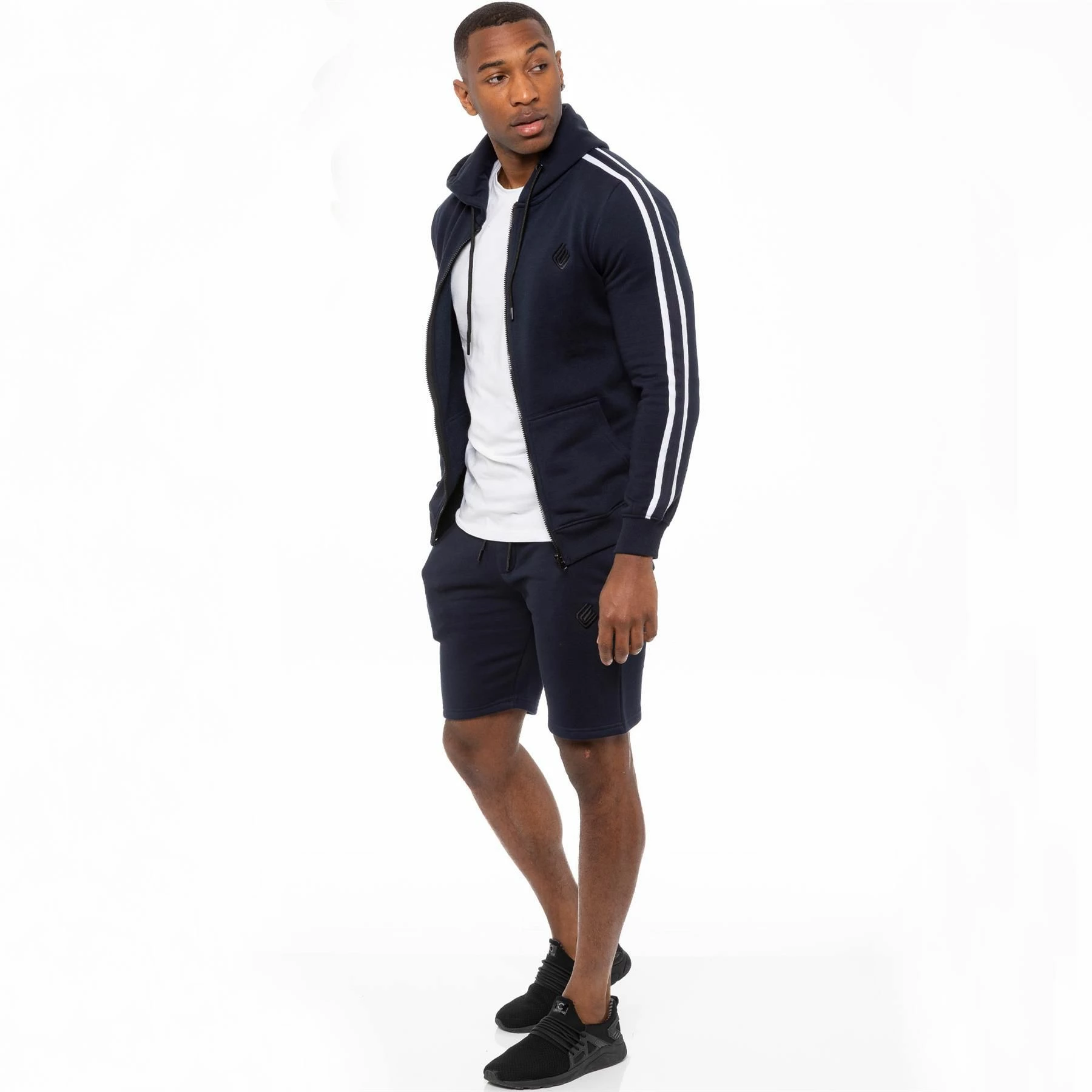 Enzo Mens Fleece Gym Shorts - Navy 7 Enzo Mens Fleece Gym Shorts - Navy - Image 5