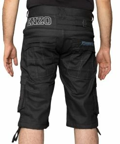 Enzo Mens Cargo Combat Denim Shorts - Black -Cheap Enzo Sales Shop aabe69a35a19447fa56ed1f31b7787bb