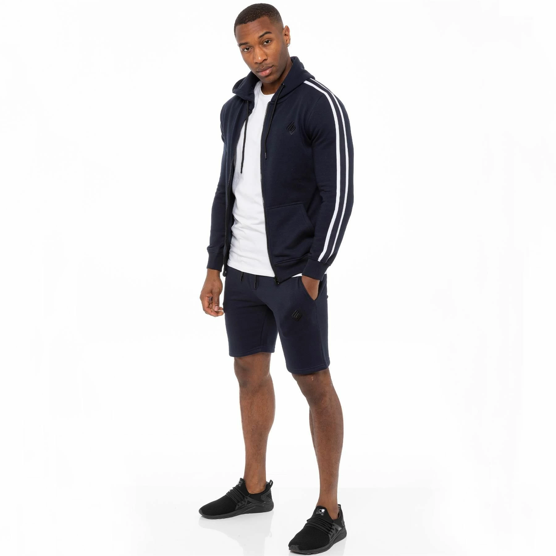 Enzo Mens Fleece Gym Shorts - Navy 8 Enzo Mens Fleece Gym Shorts - Navy - Image 6
