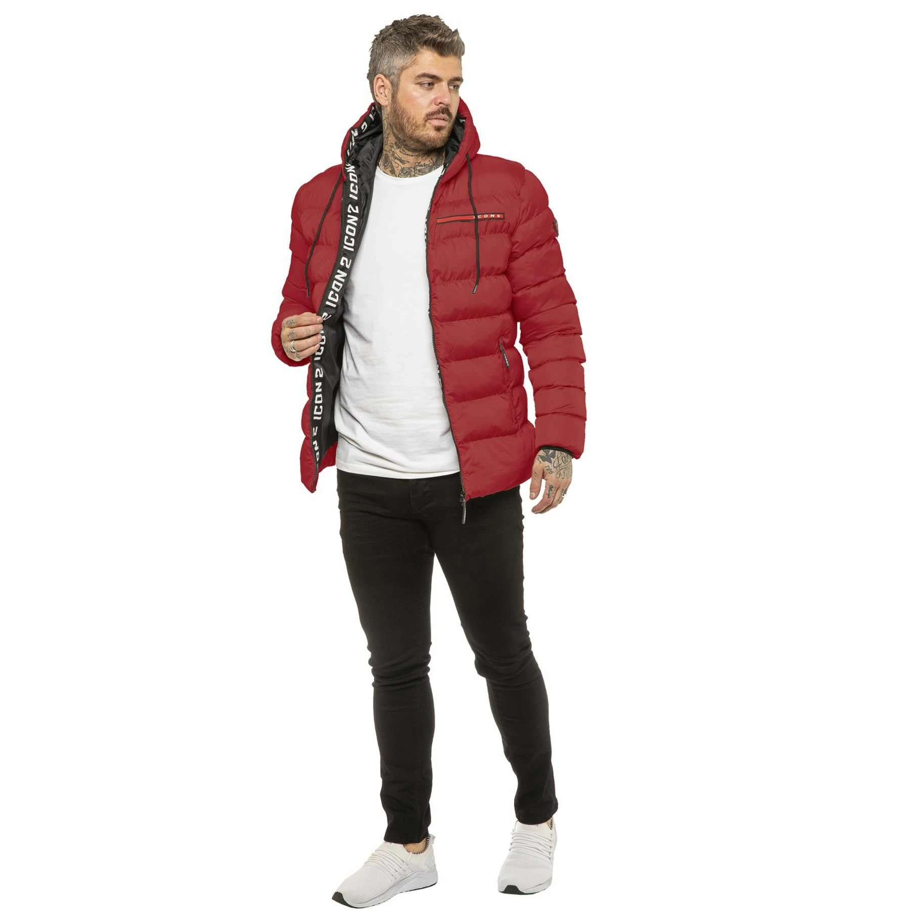 ICON 2 By Enzo Mens Puffer Jacket - Red 5 ICON 2 By Enzo Mens Puffer Jacket - Red - Image 3