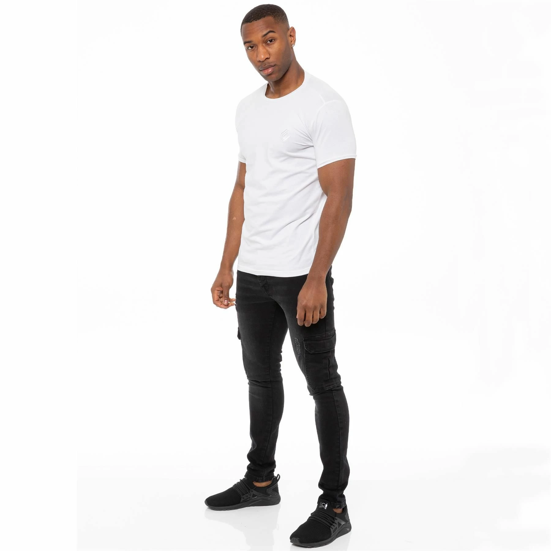 Enzo Mens Skinny Ripped Jeans - Black 8 Enzo Mens Skinny Ripped Jeans - Black - Image 6
