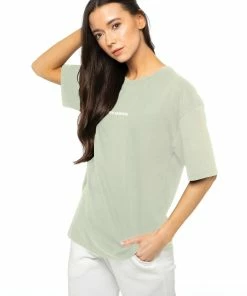 Enzo Ladies Print Oversized T-Shirt - Green