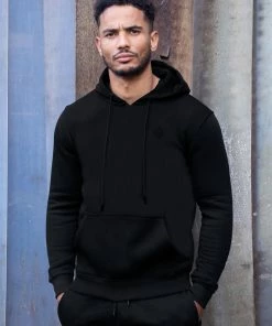 Mens Pullover Hoodie | Enzo Designer Menswear - Black