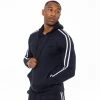 Enzo Mens Pullover Striped Hoodie - Navy