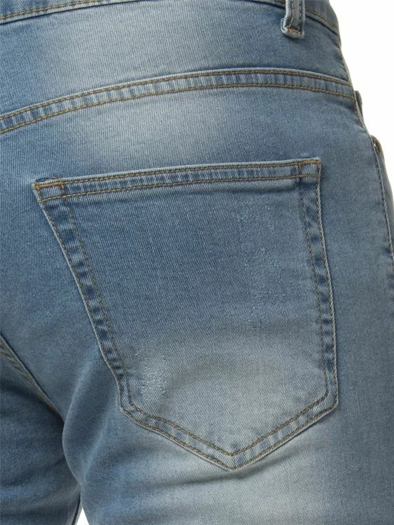 Enzo Mens Ripped Skinny Shorts - Sky Blue 7 Enzo Mens Ripped Skinny Shorts - Sky Blue - Image 5