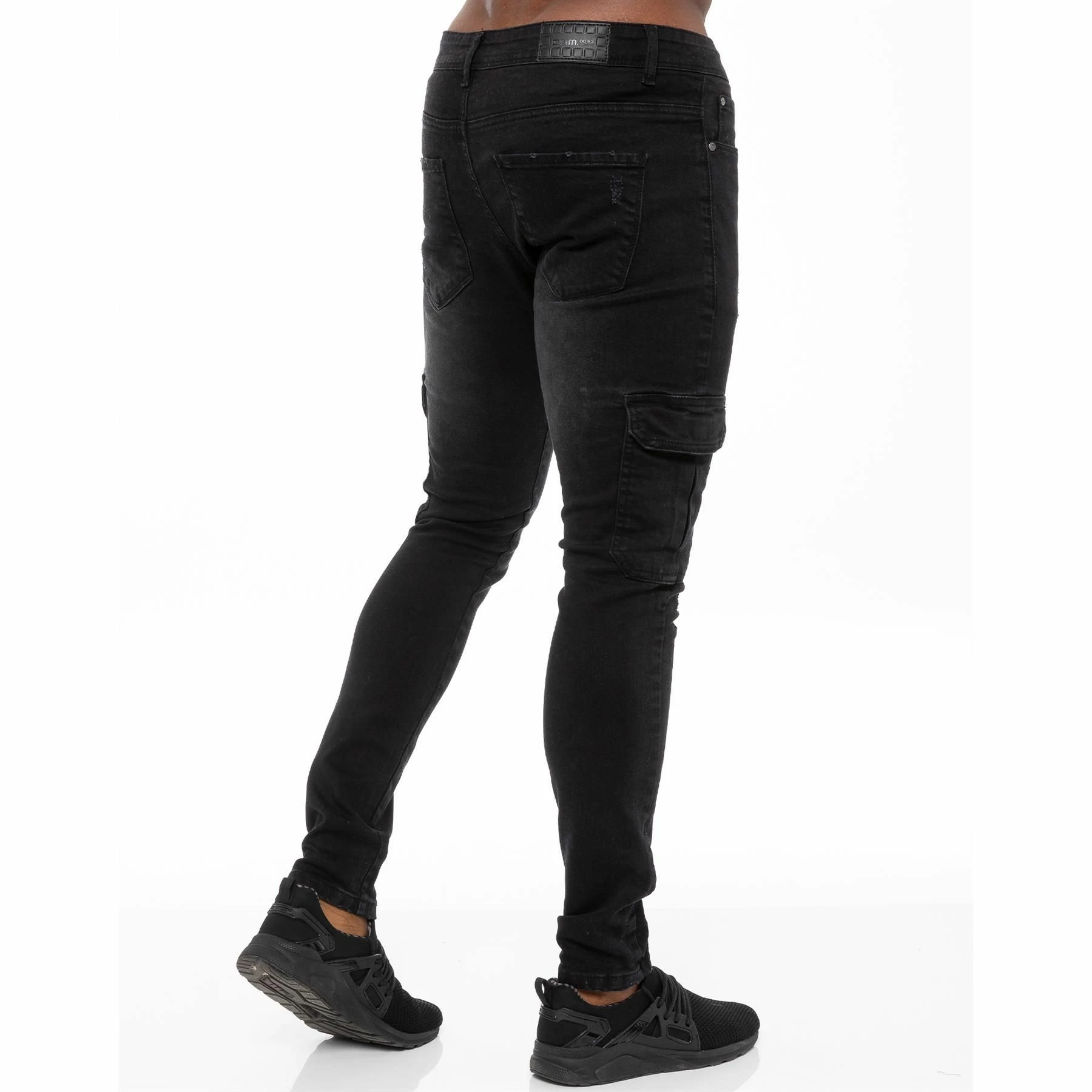 Enzo Mens Skinny Ripped Jeans - Black 4 Enzo Mens Skinny Ripped Jeans - Black - Image 2
