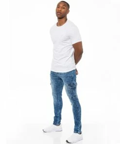 Enzo Mens Skinny Ripped Jeans - Blue -Cheap Enzo Sales Shop c48f1898a14d4850bcfc1906083f95d4
