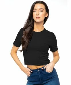 Enzo Womens Crop Top - Black