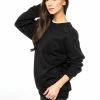 Enzo Ladies Embriodered Oversized Sweatshirt - Black -Cheap Enzo Sales Shop c898daaab1a04536b581acb10c6cff11