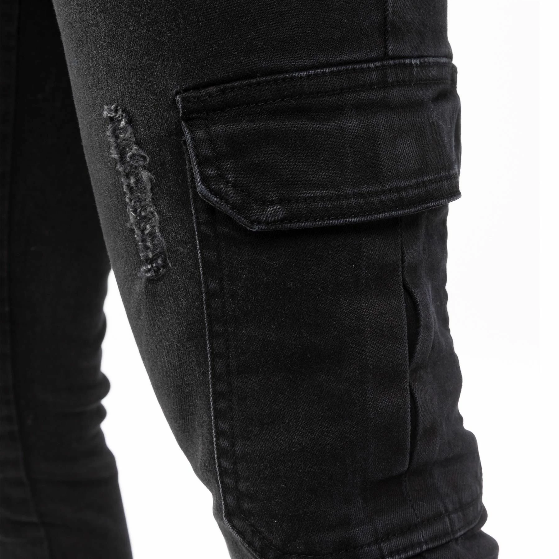 Enzo Mens Skinny Ripped Jeans - Black 7 Enzo Mens Skinny Ripped Jeans - Black - Image 5