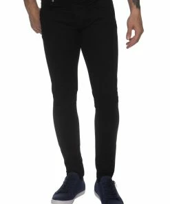 Enzo Mens Skinny Super Stretch Denim Jeans - Black
