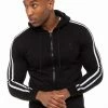 Enzo Men's Zip Up Hoodie With Tape - Black