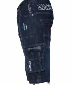Enzo Mens Cargo Combat Denim Shorts - Navy -Cheap Enzo Sales Shop cd08640a847d464b878347c6c29949f2