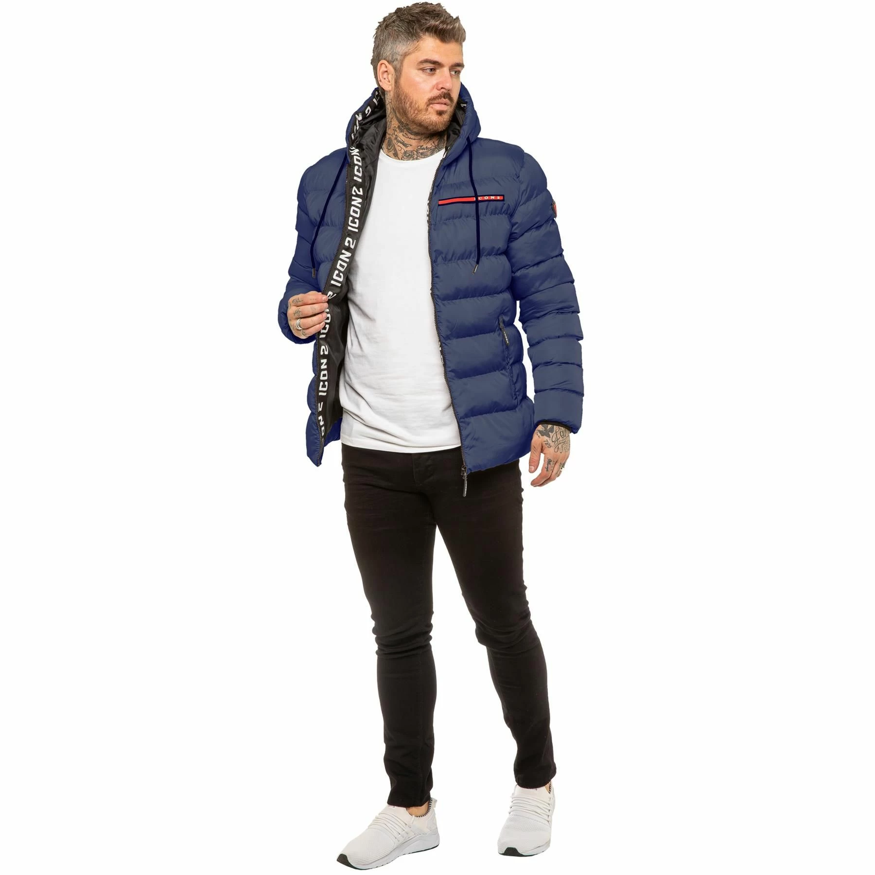 ICON 2 By Enzo Mens Puffer Jacket - Navy 5 ICON 2 By Enzo Mens Puffer Jacket - Navy - Image 3