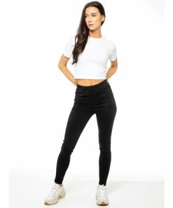 Enzo Womens Skinny Jeggings - Black