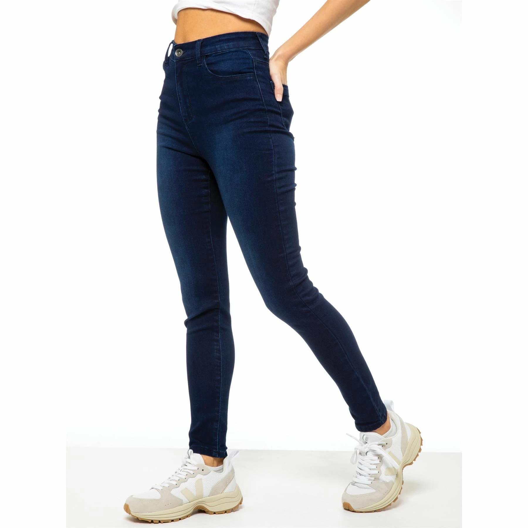 Enzo Womens Skinny Stretch Jeans - Blue 7 Enzo Womens Skinny Stretch Jeans - Blue - Image 5