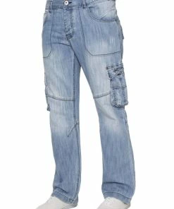 Enzo Men's Combat Denim Jeans - Blue