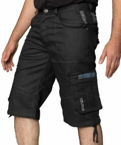 Enzo Mens Cargo Combat Denim Shorts - Black -Cheap Enzo Sales Shop d5140f0cca9d43c582ab564b3e55eb61