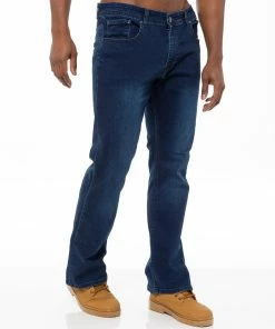 Enzo Mens Bootcut Stretch Denim Jeans - Blue -Cheap Enzo Sales Shop dac2e97cdaec4ab2a10aa4ff67967d6f