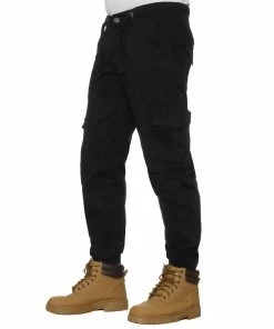 Mens Cuffed Cargo Jean Joggers| Enzo Designer Menswear - Black