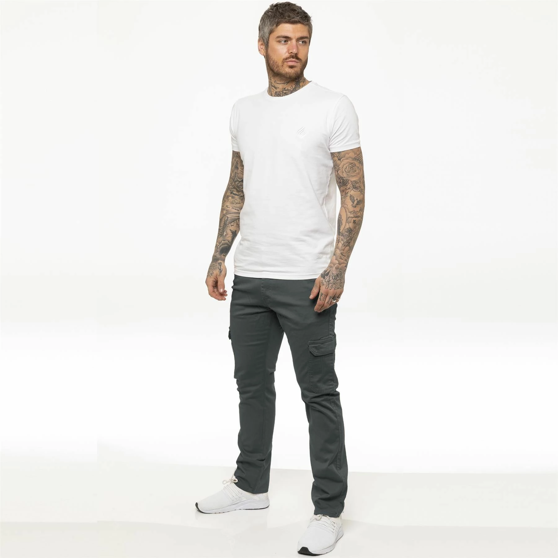 Enzo Mens Cargo Combat Chinos - Grey 7 Enzo Mens Cargo Combat Chinos - Grey - Image 5