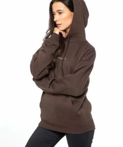 Enzo Ladies Oversized Essential Hoodie - Brown