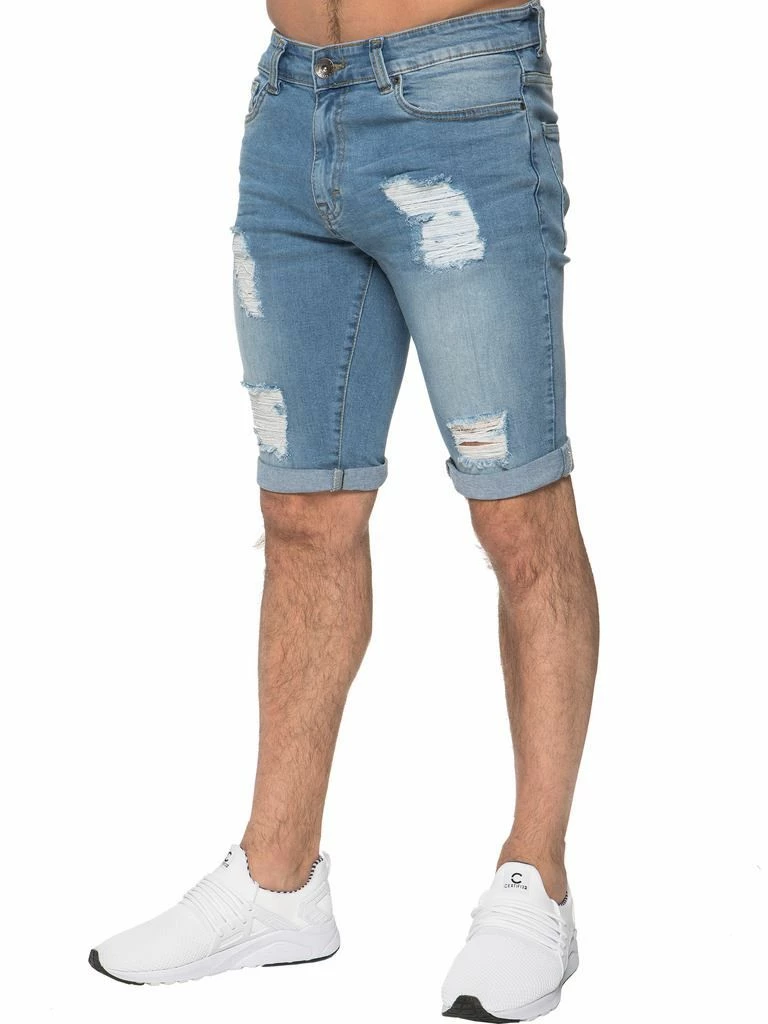 Enzo Mens Ripped Skinny Shorts - Sky Blue 4 Enzo Mens Ripped Skinny Shorts - Sky Blue - Image 2