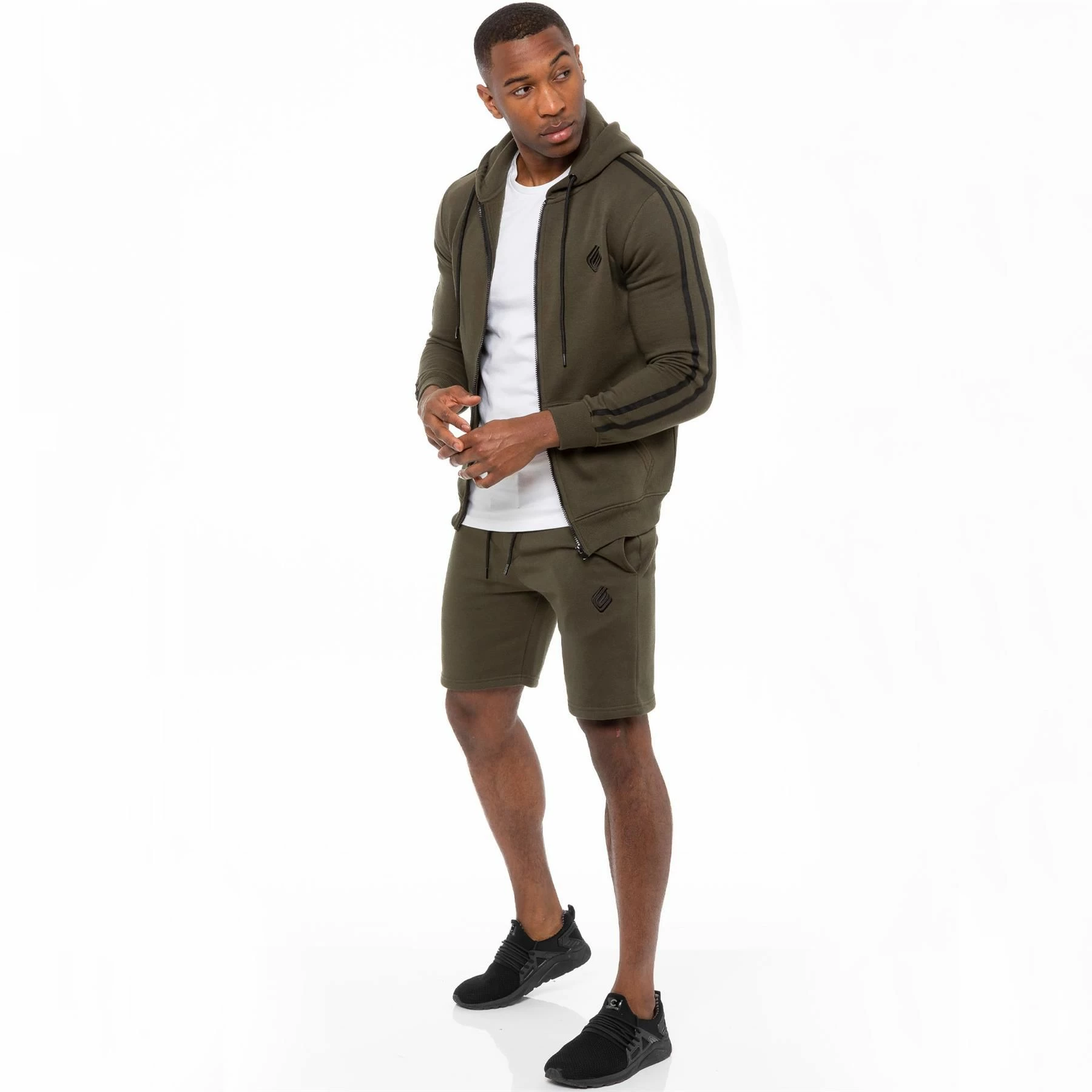 Enzo Mens Fleece Gym Shorts - Khaki 8 Enzo Mens Fleece Gym Shorts - Khaki - Image 6