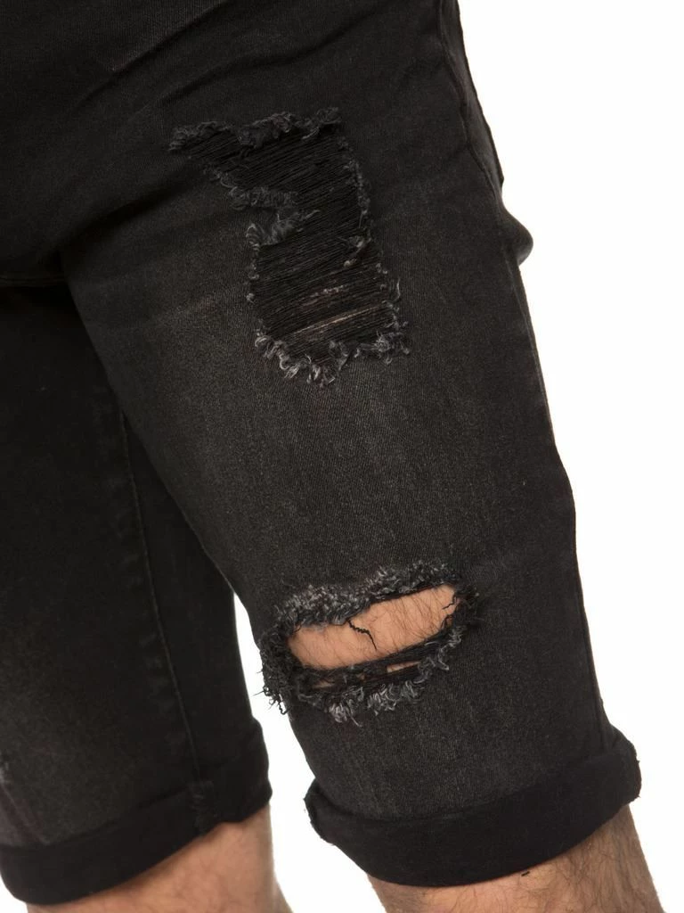 Enzo Mens Ripped Skinny Shorts - Black 6 Enzo Mens Ripped Skinny Shorts - Black - Image 4